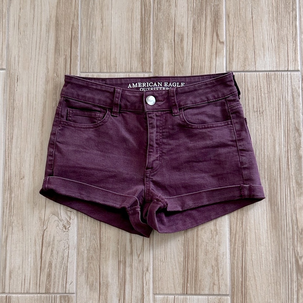 American Eagle purple cutoff denim shorts Size 4 EUC